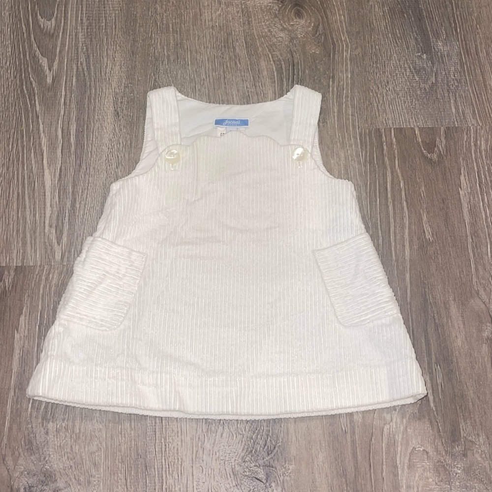 Jacadi White Velvet Pinafore Dress